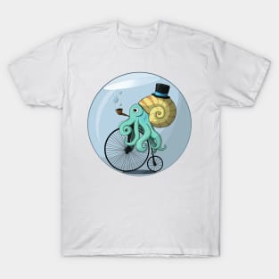 Mr Squid on a penny farthing T-Shirt